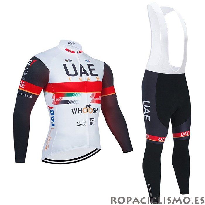 2021 Maillot UAE Tirantes Mangas Largas Blanco